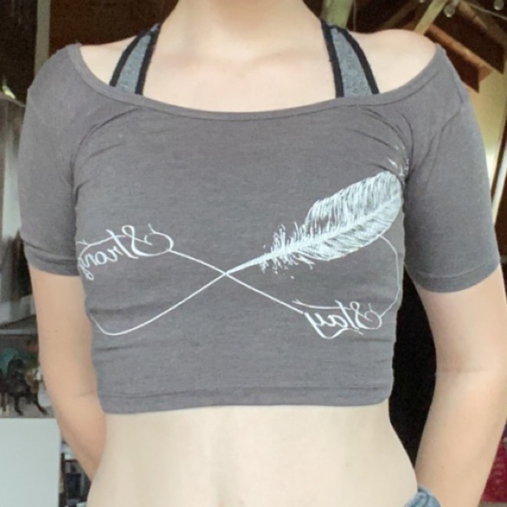Gray stay strong infinity crop top